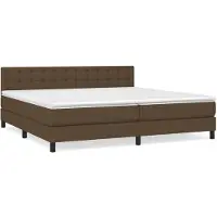 vidaXL Boxspring met matras stof donkerbruin 200x200 cm