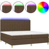 vidaXL Boxspring met matras en LED stof donkerbruin 200x200 cm