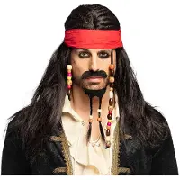 Aster pruik tobias met bandana, snor en baard
