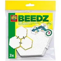 SES Creative - Beedz - Strijkkralen Grondplaten - 3 Stuks - Hexagon (Zeshoek) - Koppelbaar - Vanaf 5 Jaar