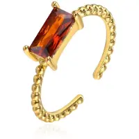 Cilla Jewels Vergulde Ring met Langwerpige Oranjerode Zirkonia