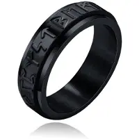 Mendes Viking Script Ring - Edelstaal Zwart-17mm