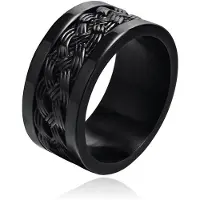 Mendes Zwarte mannen Ring Verweven Band - Jewelry-21.5mm