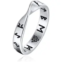 Mendes Nordic Heren Ring- Rune Script Silver-17mm