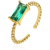 Cilla Jewels Vergulde Ring met Langwerpige Groene Zirkonia