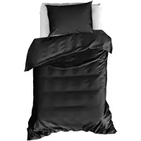 MOODIT Dekbedovertrek Basil Black-140 x 200 / 220 cm | 1-Persoons