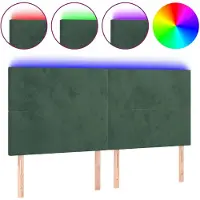 vidaXL Hoofdbord LED 180x5x118/128 cm fluweel donkergroen