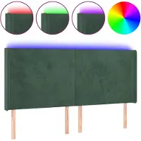 vidaXL Hoofdbord LED 183x16x118/128 cm fluweel donkergroen