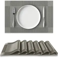 Loti Living Placemats 6 Stuks – Placemats Kunststof – Placemats Plastic - Onderlegger -30x45cm – Metallic grijs