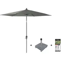 Platinum Riva stokparasol 2,5 m. rond - Olive met voet en hoes