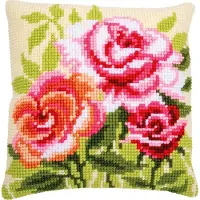 Vervaco - Kruissteekkussen kit - Rozen - PN-0166936 - Borduren - Borduurpakket - Borduurpakket volwassenen - Borduurpakket kind