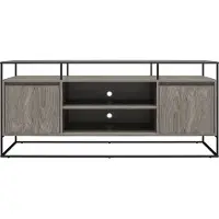 Notio Living Camley|TV-meubel in glas en basis in MDF grijs eiken