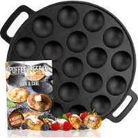 IRONO Poffertjespan - Poffertjespan Inductie en Electrisch - Poffertjesmaker 19 Poffertjes - Gietijzeren Pan - Poffertje