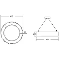 Brumberg Hanglamp Biro Circle Ring, zwart, Werkkamer / Kantoor, Aluminium, Modern