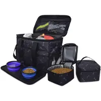 Mister Mill Reistas Hond Kat - Trainingstas - Transporttas - Bagage Organizer - Travelbag Pets - Zwart met Grijze Botjes print