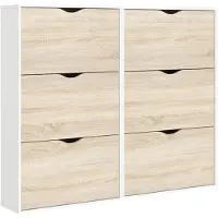 Hioshop Schoenenkasten Napoli (set van twee) met 3 lades wit eiken.
