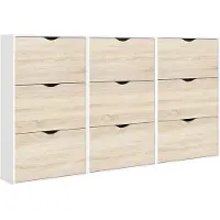 Hioshop Schoenenkasten Napoli (set van drie) met 3 lades wit / eiken.