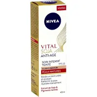 Nivea Vital Soja Anti-Aging Intensive Care Light Tinted Medium SPF 15 (1x40 ml), anti-aging serum verrijkt met soja en gekleurde pigmenten, gezichtsbehandeling voor vrouwen met een rijpere huid