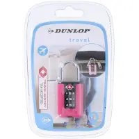 Dunlop 2x Reistassen slotje met TSA cijferslot roze - Kofferslotjes