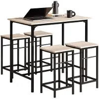 SoBuy Bartafel met 4 Krukken - Modern - max. 120 kg - Zwart / Bruin
