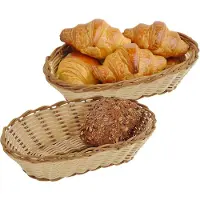 Kesper Brood/fruit mandje - 2x - beige - ovaal - L26 x B17 x H7 cm - broodmandjes