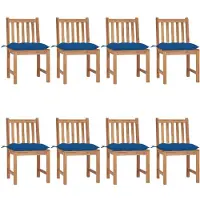 vidaXL Tuinstoelen 8 st met kussens massief teakhout