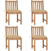 vidaXL Tuinstoelen 4 st met kussens massief teakhout
