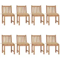 vidaXL Tuinstoelen 8 st met kussens massief teakhout