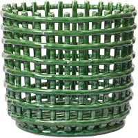 Ferm Living Ceramic gevlochten mand Ø23,5 cm Emerald Green