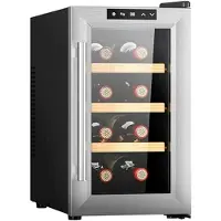 Cecotec 02708, thermo-elektrische wijnkoeler, vrijstaand, voor 8 flessen, 65 W, , roestvrij staal