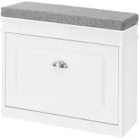 SoBuy Schoenbank met Zitkussen Wit 60x24x51cm