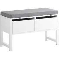 SoBuy Opbergbank met gestoffeerd zitvlak - 2 Lades - Max. 150 kg - 72 x 30 x 46 cm - Wit/ Grijs