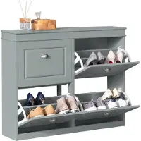 SoBuy Schoenenkast 4 Kleppen, Grijs, 105x83x24 cm