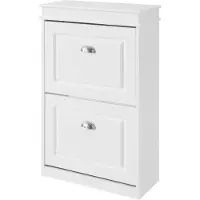 SoBuy FSR78-W Schoenenkast Met 2 Kleppen Schoenenrek Schoenenkipper - Schuhkipper - 54 x 83 x 24 cm - Wit