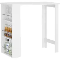 SoBuy Table Haute Bar avec Rangement - Blanc