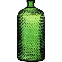 Natural Living Bloemenvaas Scubs Bottle - groen geschubt transparant - glas - 18 x 42 cm - Fles vazen