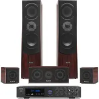 Fenton Surround set home cinema - 5.0 set met versterker en 5 speakers - Bluetooth / mp3 - Walnoot