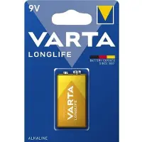 Varta 10 stuks 42334 Longlife 6LR61/6LP3146/9V blokbatterij (4122), verpakt per stuk in blisterverpakking - Alkaline-mangaanbatterij, 9V
