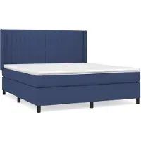 vidaXL Boxspring met matras stof blauw 180x200 cm