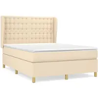vidaXL Boxspring met matras stof crèmekleurig 140x190 cm