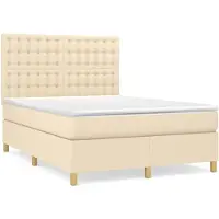 vidaXL Boxspring met matras stof crèmekleurig 140x200 cm