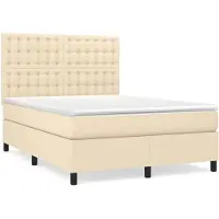 vidaXL Boxspring met matras stof crèmekleurig 140x190 cm