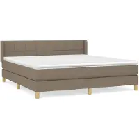 vidaXL Boxspring met matras stof taupe 160x200 cm