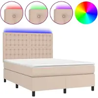 vidaXL Boxspringbed met matras en LED-verlichting, cappuccino-bruin, 140x200 cm