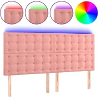 vidaXL Hoofdbord LED 200x5x118/128 cm fluweel roze