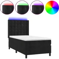 vidaXL Boxspring met matras en LED fluweel zwart 90x190 cm
