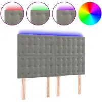 vidaXL Hoofdbord LED 144x5x118/128 cm fluweel lichtgrijs