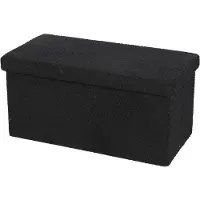 Urban Living Poef Square BOX - hocker - opbergbox - zwart - polyester/mdf - 76 x 38 x 38 cm - opvouwbaar - Poefs