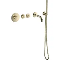 Sanilux Badset inbouw deluxe giles met box thermostaat geribbelde knop goud geborsteld