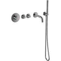 Sanilux Badset Inbouw Deluxe Giles Met Box Thermostaat Geribbelde Knop Gunmetal